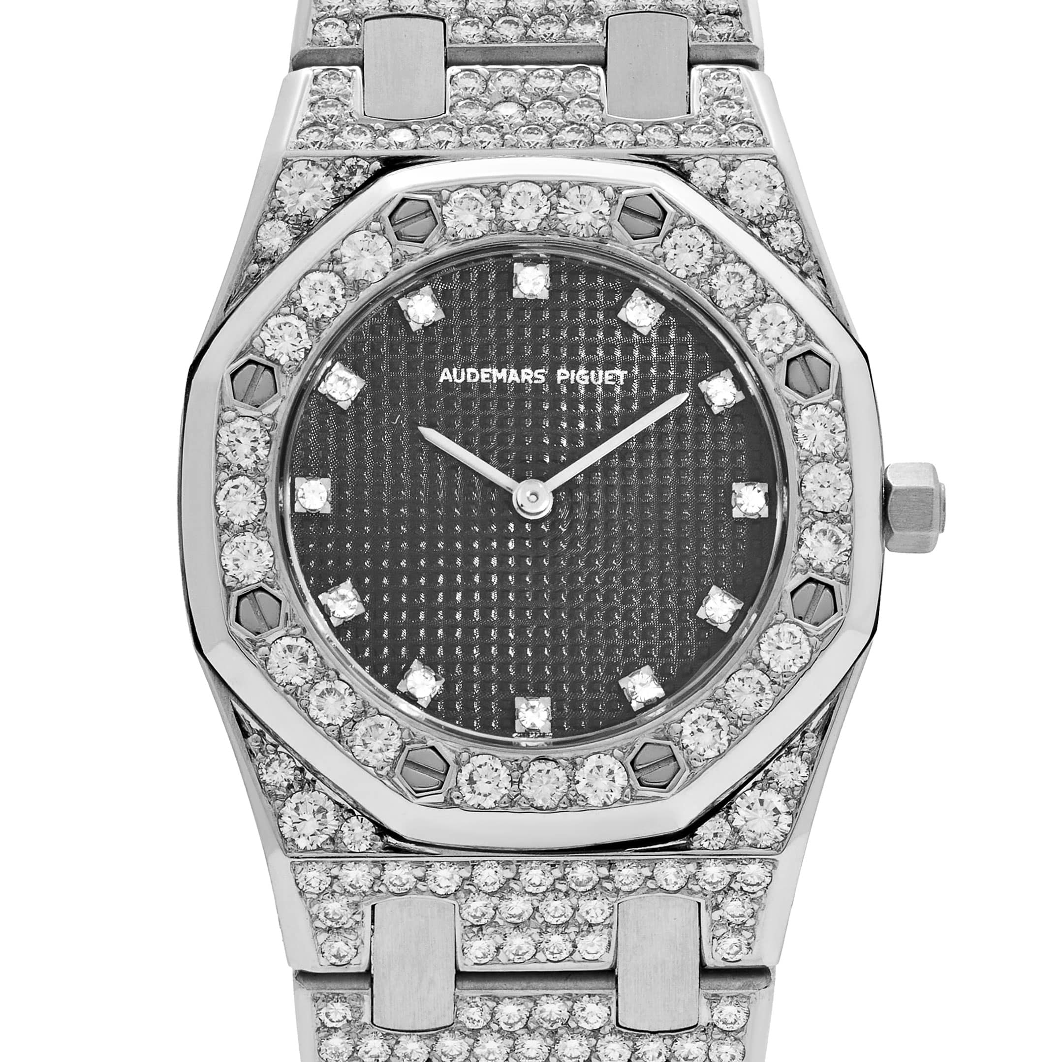 Audemars Piguet Royal Oak 6007BC 'Ladies' White Gold Black Diamond Dial Diamond Bezel and Bracelet Quartz (1981)