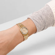 Audemars Piguet Royal Oak 66319.BA.Z.0722.BA.03 Yellow Gold Champagne Diamond Dial Diamond Bezel Quartz