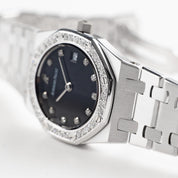Audemars Piguet Royal Oak 66319BC.ZZ.0722BC.06 Vintage 'Ladies' White Gold Black Diamond Dial Diamond Bezel Quartz