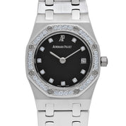 Audemars Piguet Royal Oak 66319BC.ZZ.0722BC.06 Vintage 'Ladies' White Gold Black Diamond Dial Diamond Bezel Quartz
