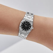 Audemars Piguet Royal Oak 66319BC.ZZ.0722BC.06 Vintage 'Ladies' White Gold Black Diamond Dial Diamond Bezel Quartz