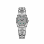 Audemars Piguet Royal Oak 66335BC 'Ladies' White Gold Diamond Dial Emerald Set Quartz