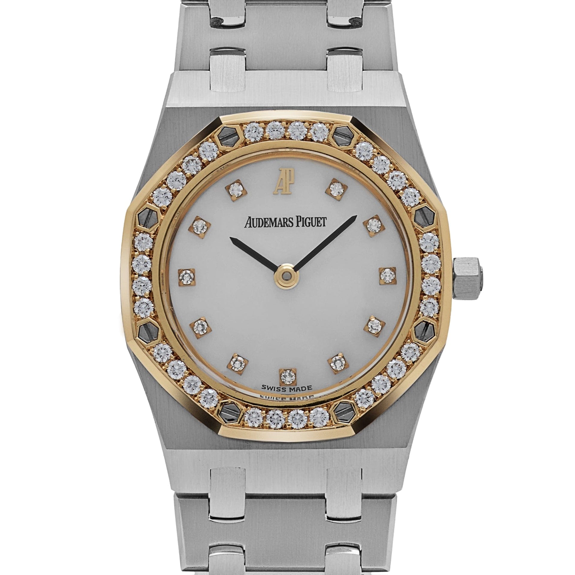 Audemars Piguet Royal Oak 66344SA.ZZ.0722ST.01.A Vintage 'Ladies' Yellow Gold Stainless Steel Mother of Pearl Dial Diamond-Set Quartz (1998)