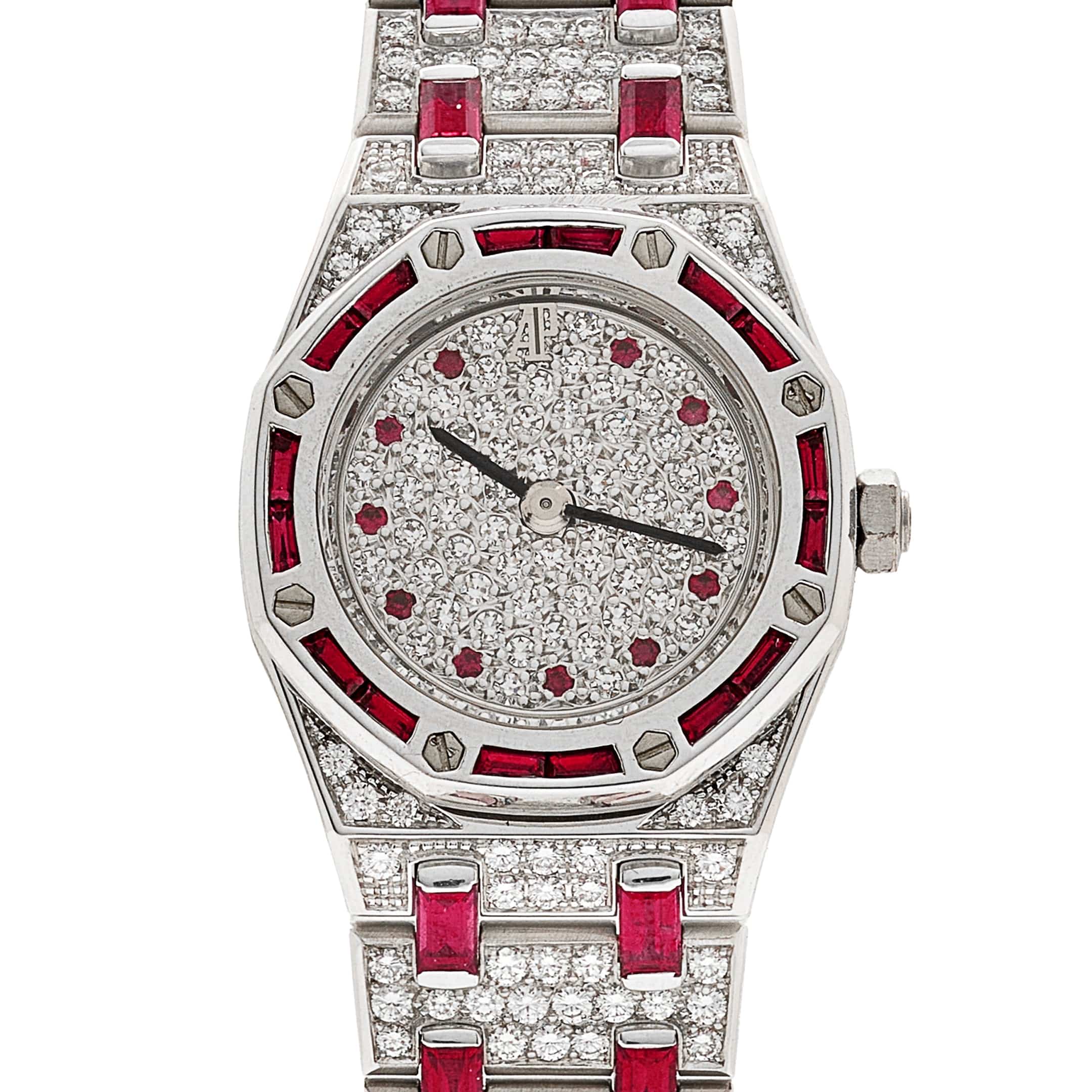Audemars Piguet Royal Oak 67169BC.RR.1114BC.01 Vintage 'Ladies' White Gold Diamond and Ruby Set Quartz (1997)