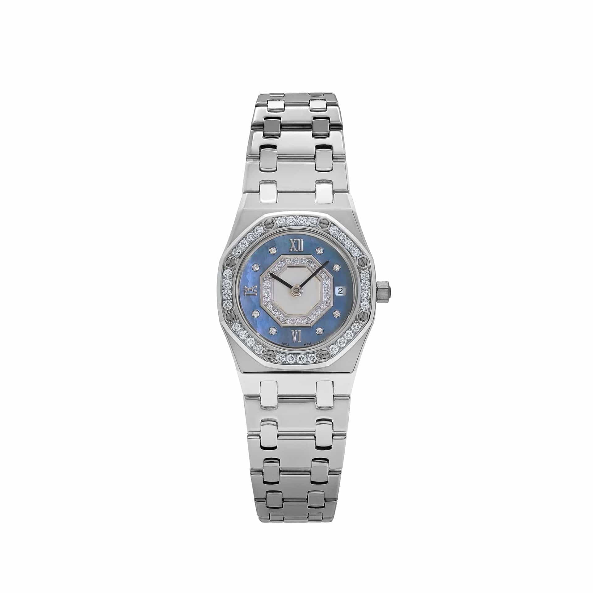 093 'Ladies' White Gold Blue Mother of Pearl Diamond Dial Diamond Bezel Quartz (2002)