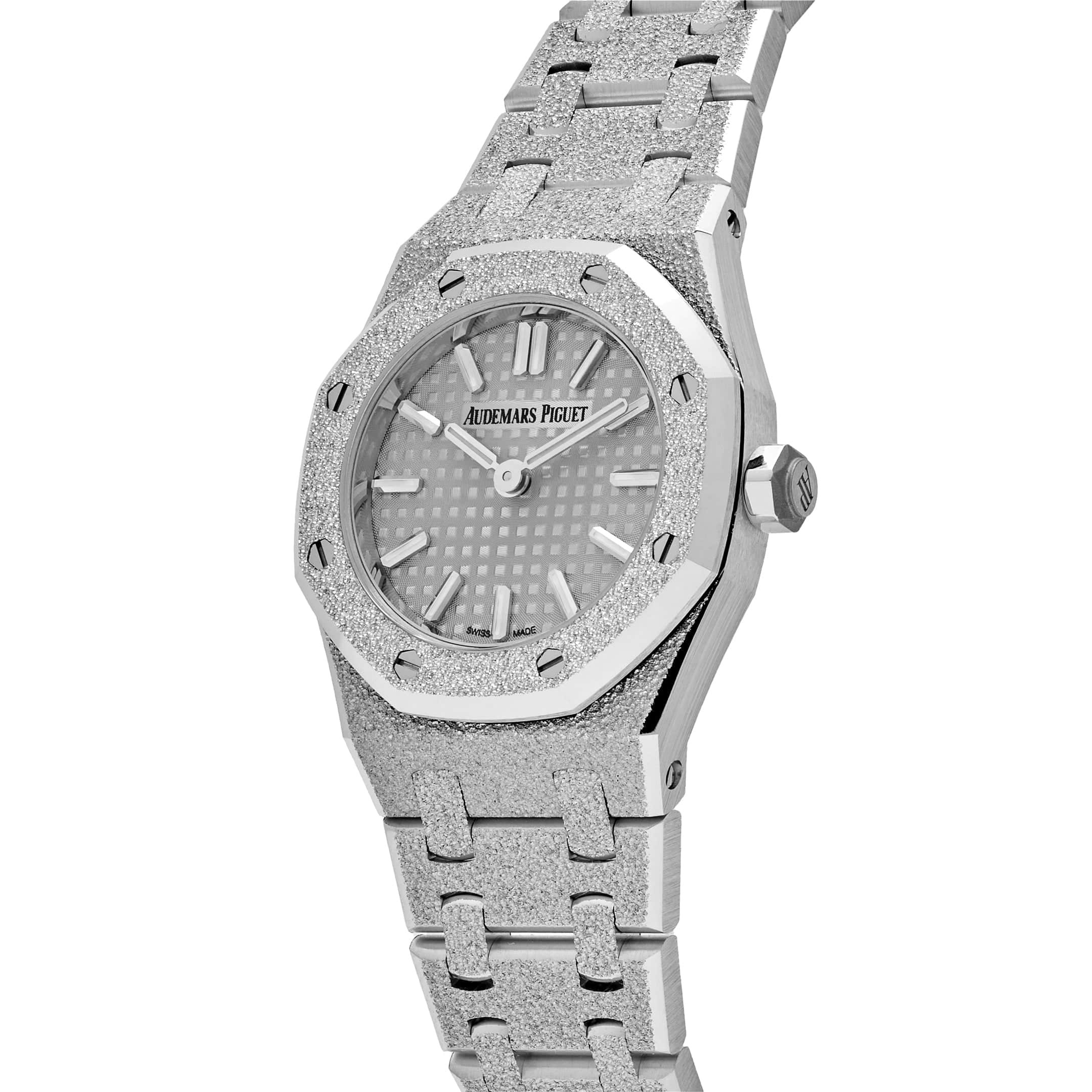 Audemars Piguet Royal Oak 67630BC.GG.1312BC.01-B 'Mini' Frosted White Gold Grey Dial (2024)