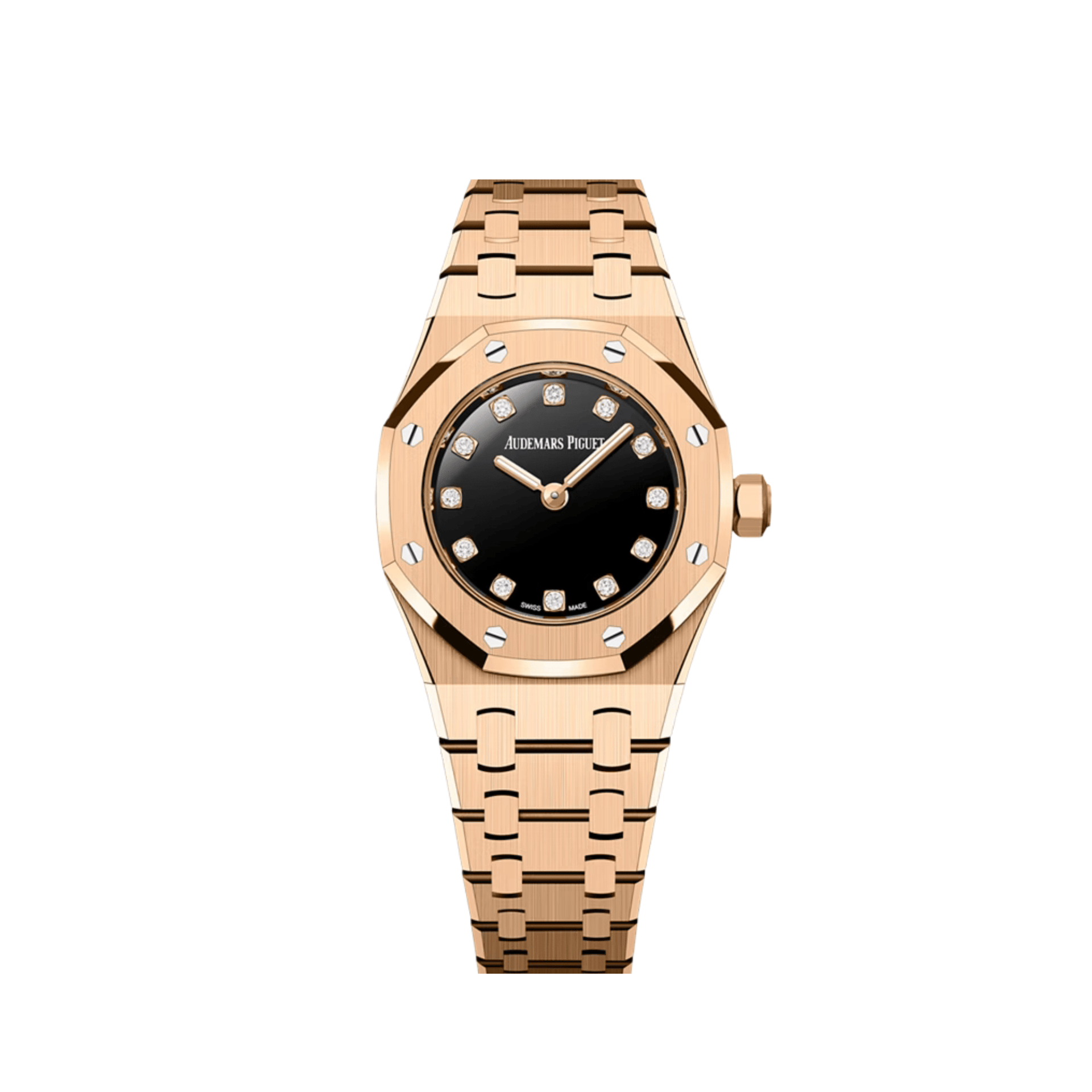 Audemars Piguet Royal Oak 67630OR.OO.1312OR.01-B 'Mini' Rose Gold Black Onyx Diamond Dial Quartz (2026)