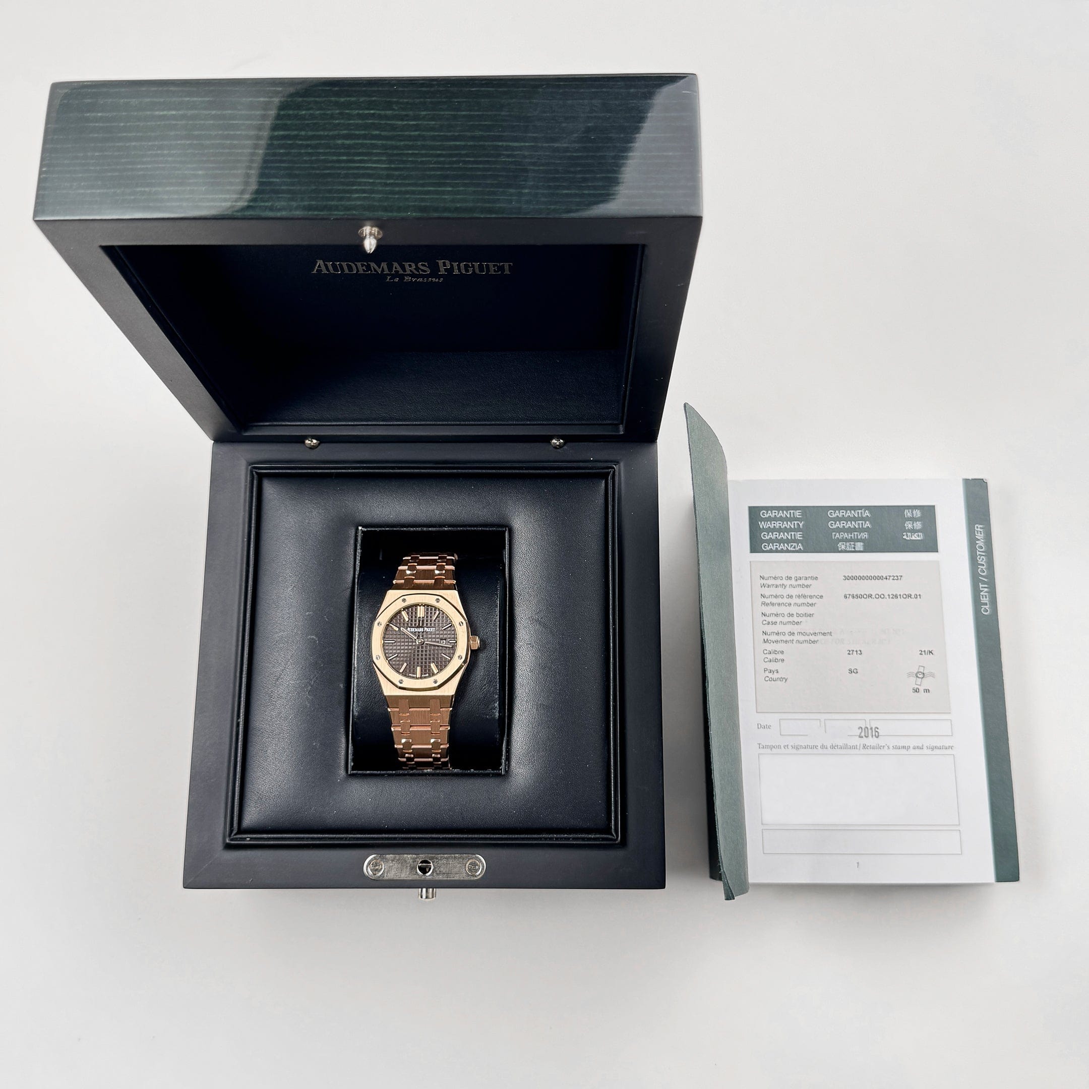 Audemars Piguet Royal Oak 67650OR.OO.1261OR.01 'Ladies' Rose Gold Brown Dial Quartz