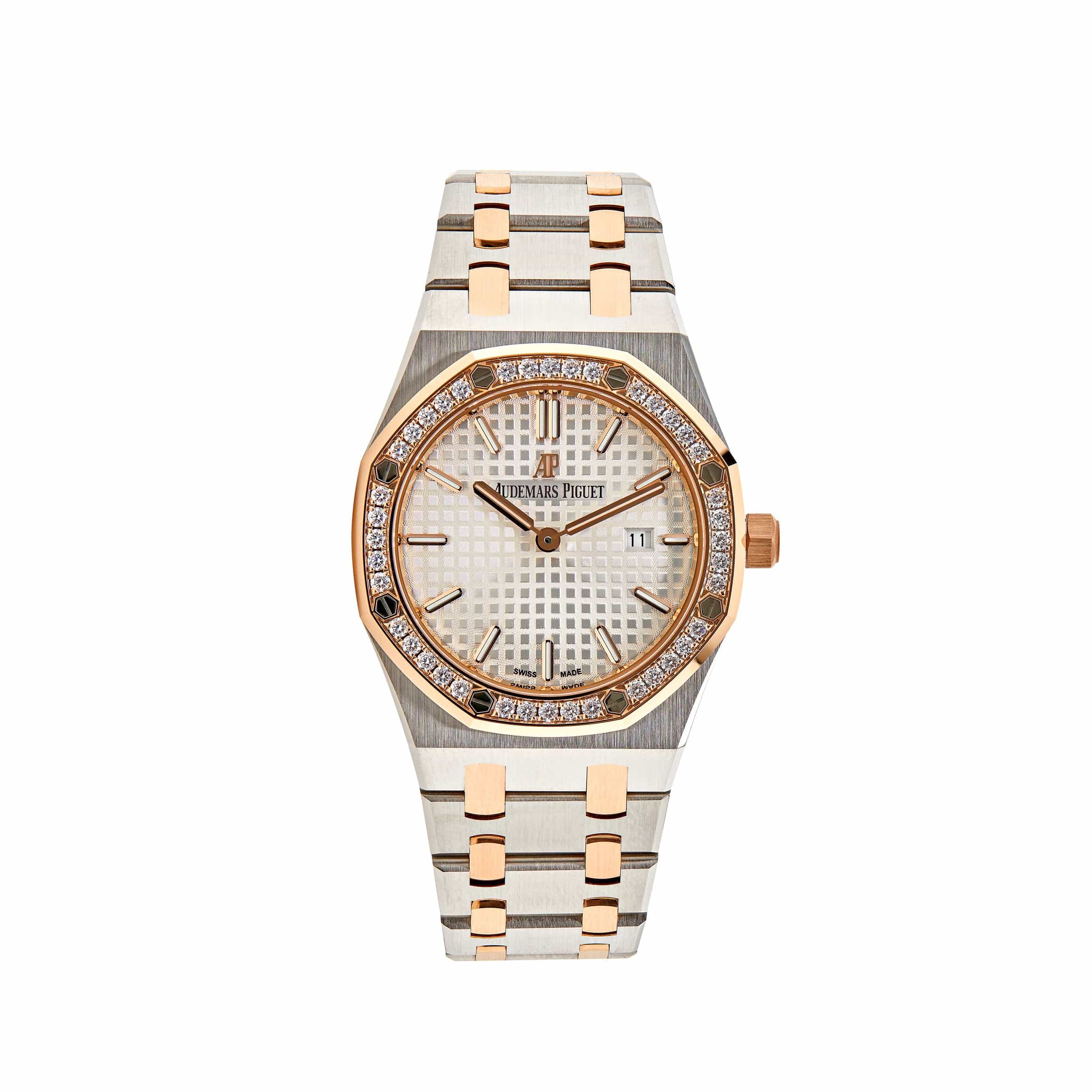 Luxury Watch Audemars Piguet Royal Oak Quartz Rose Gold Steel Diamond Bezel 67651SR.ZZ.1261SR.01 Wrist Aficionado