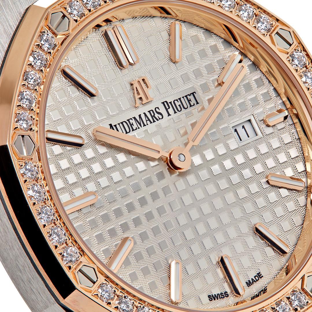 Audemars Piguet Royal Oak 67651SR.ZZ.1261SR.01 'Ladies' Rose Gold Stainless Steel Silver-Toned Dial Diamond Bezel Quartz (2020)