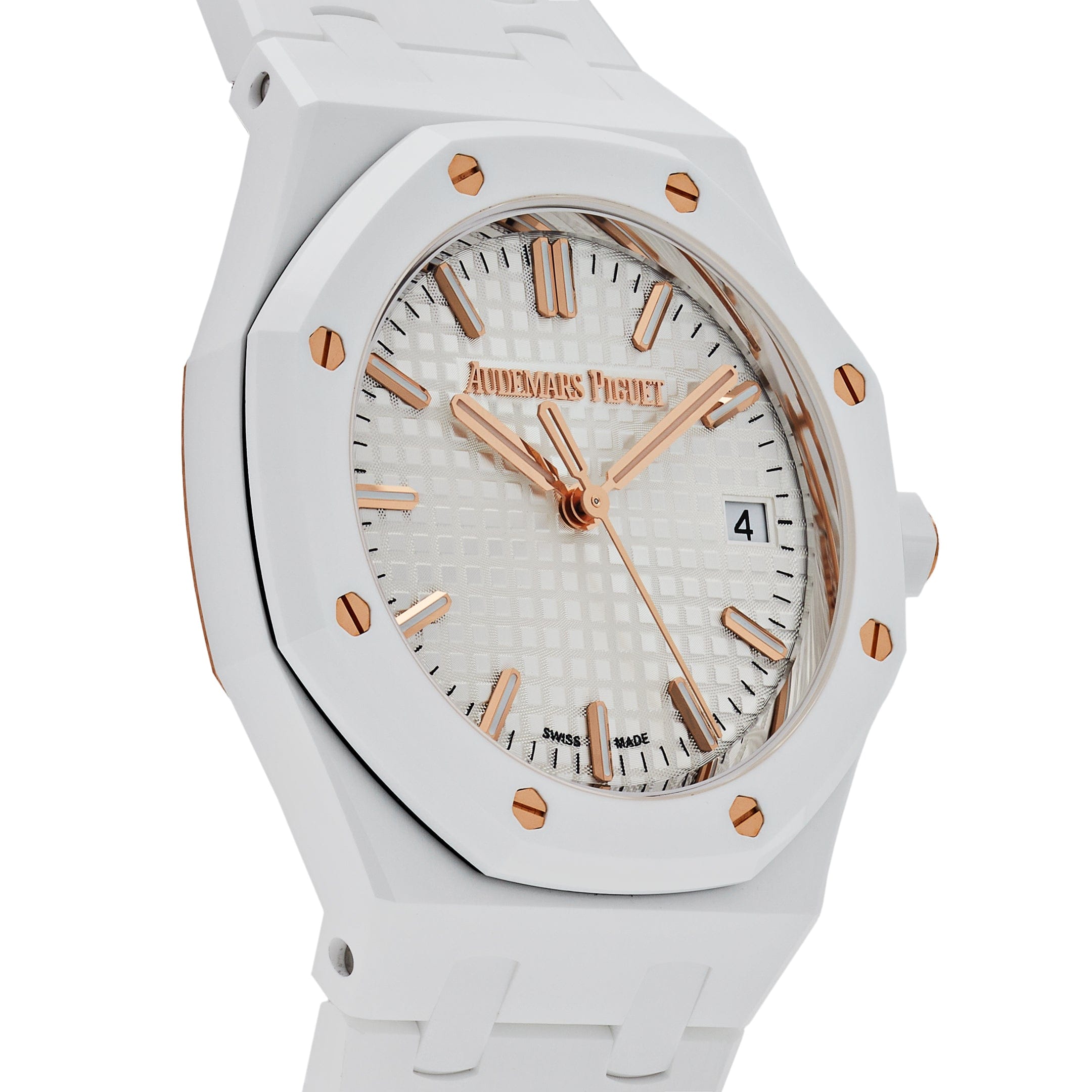 Luxury Watch Audemars Piguet Royal Oak Selfwinding 34mm White Ceramic 77350CB.OO.1266CB.01 Wrist Aficionado