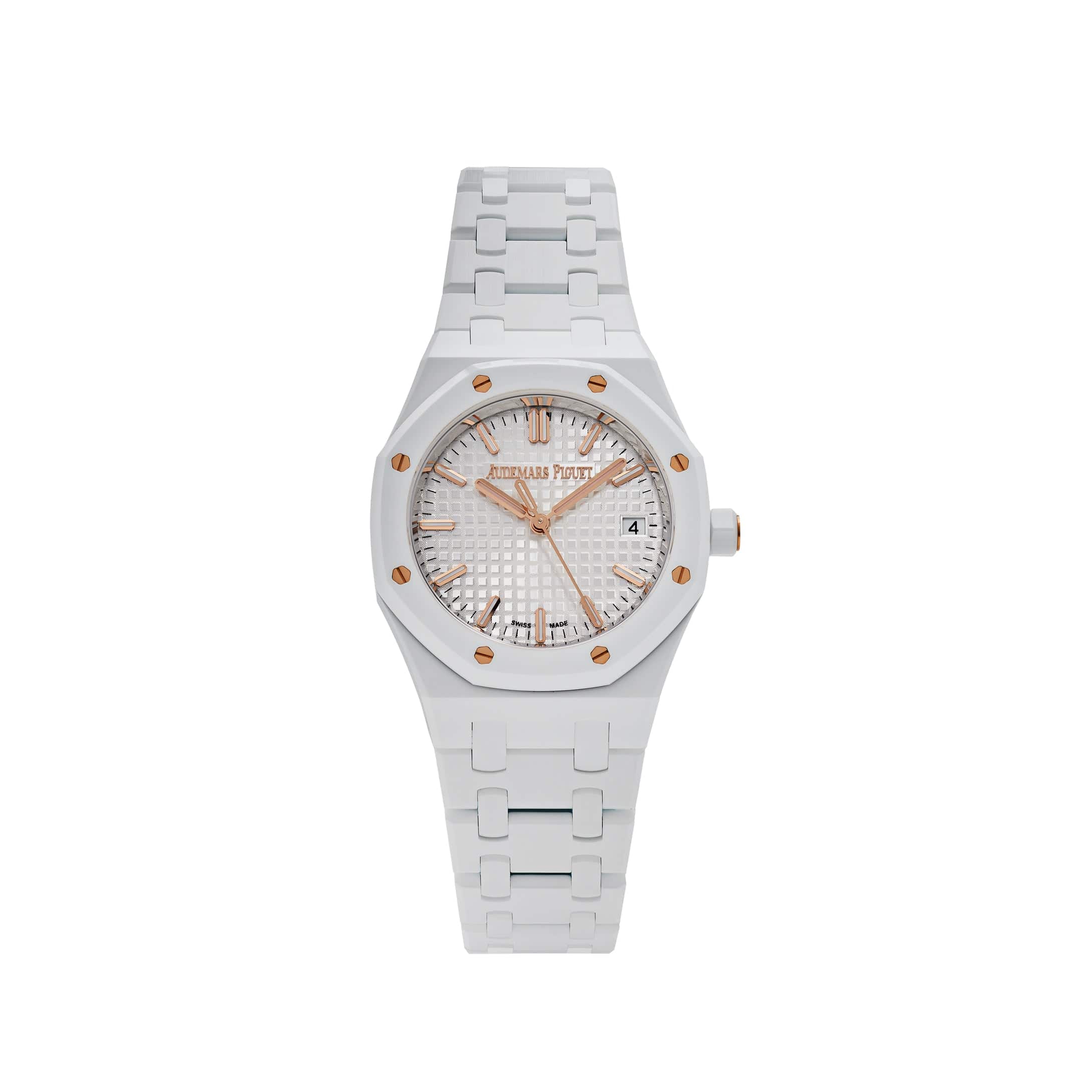 Luxury Watch Audemars Piguet Royal Oak Selfwinding 34mm White Ceramic 77350CB.OO.1266CB.01 Wrist Aficionado