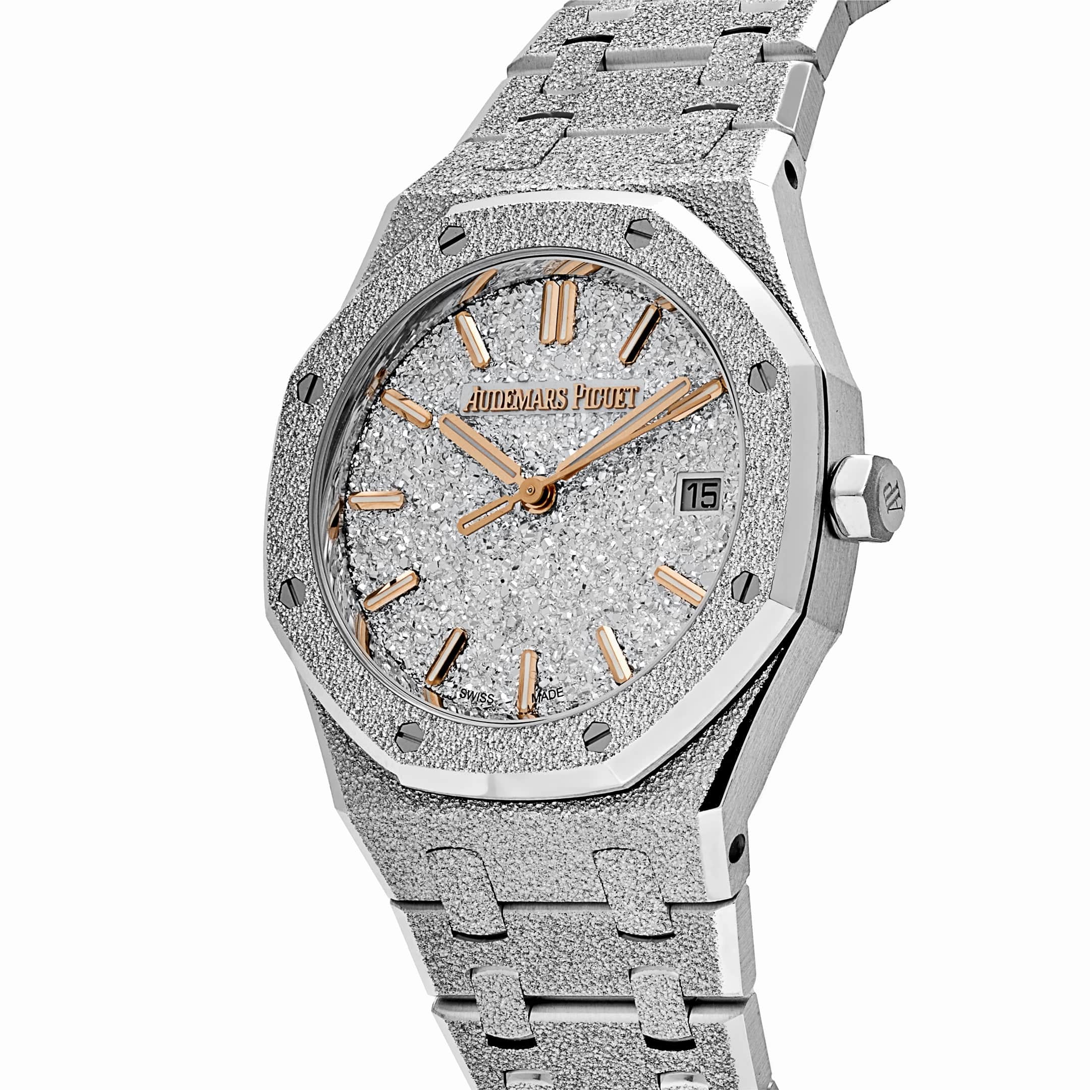 Audemars Piguet Royal Oak 77450BC.GG.1361BC.01 Frosted White Gold Crystal Sand Dial (2025)