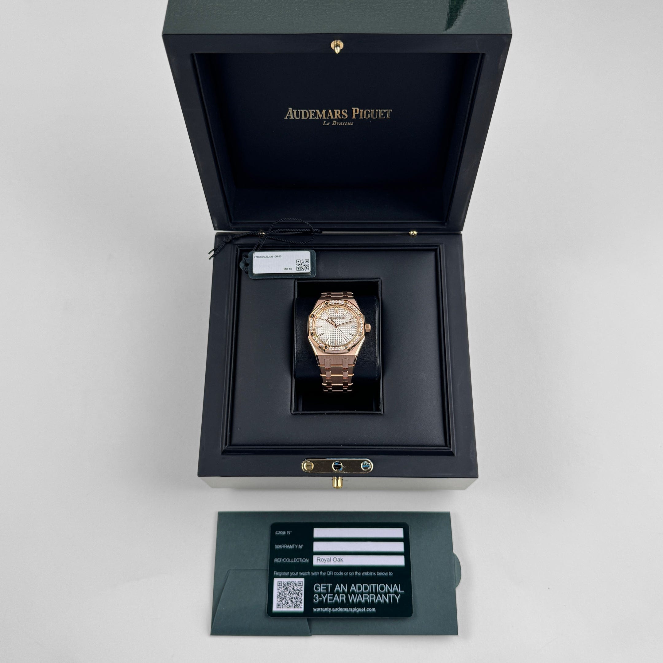 Audemars Piguet Royal Oak 77451OR.ZZ.1361OR.03 'Ladies' Rose Gold Silver Dial Diamond Bezel (2024)