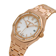 Audemars Piguet Royal Oak 77451OR.ZZ.1361OR.03 'Ladies' Rose Gold Silver Dial Diamond Bezel