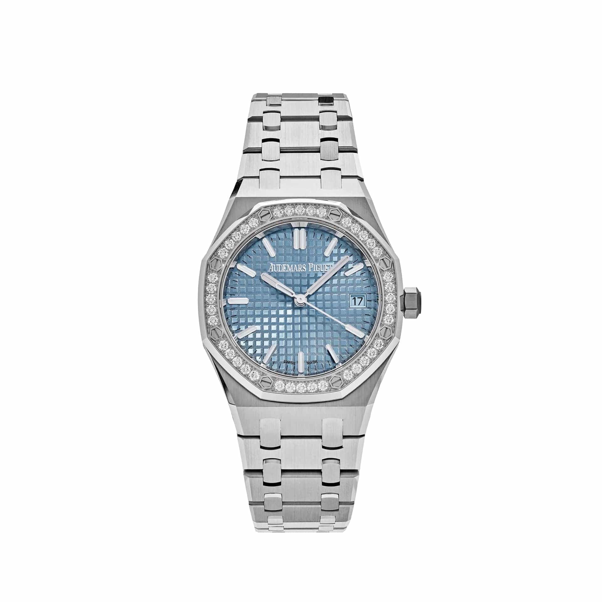 Audemars Piguet Royal Oak 77451ST.ZZ.1361ST.01 Selfwinding '50th Anniversary' Stainless Steel Light Blue Dial Diamond Bezel