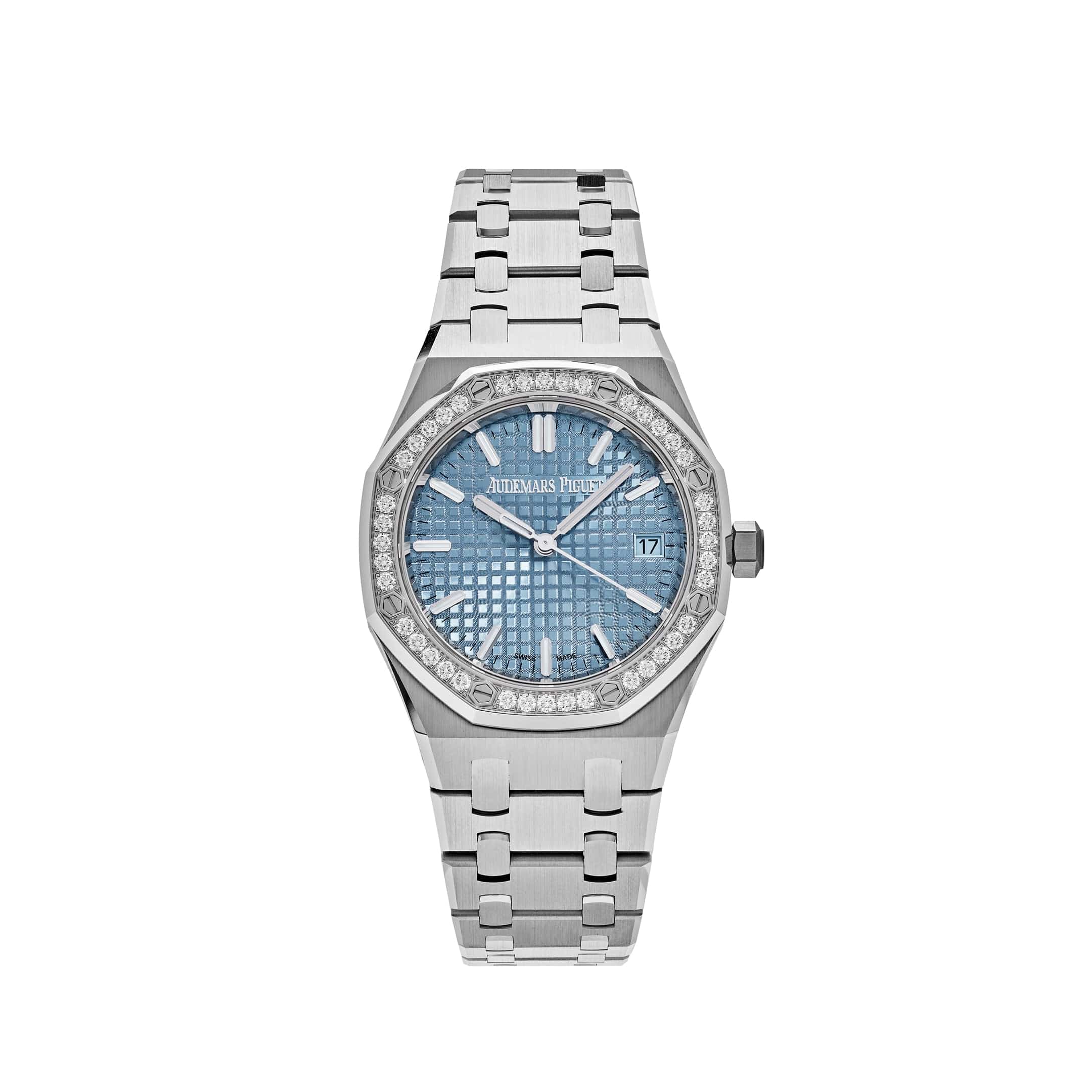 Audemars Piguet Royal Oak 77451ST.ZZ.1361ST.01 Selfwinding '50th Anniversary' Stainless Steel Light Blue Dial Diamond Bezel