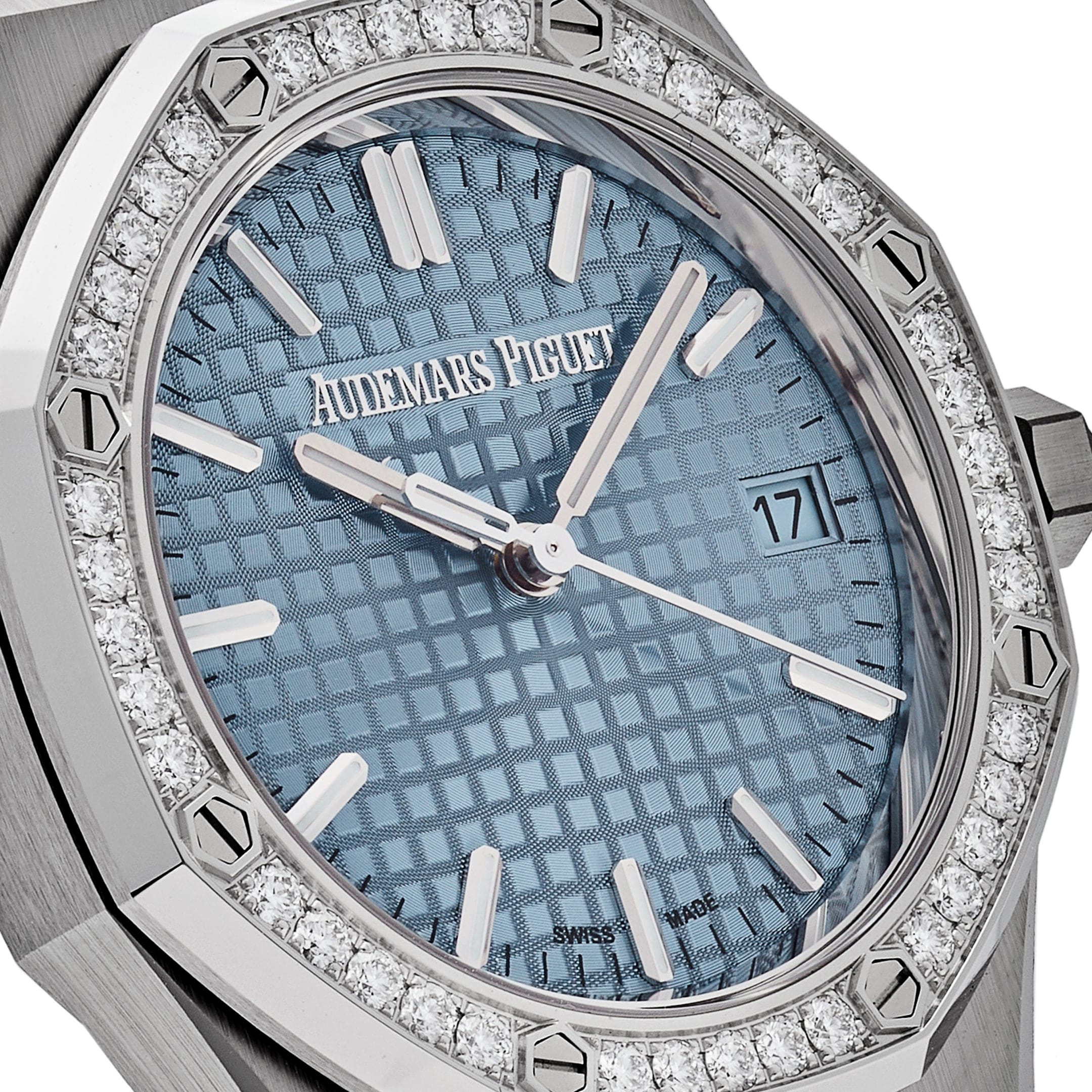 Audemars Piguet Royal Oak 77451ST.ZZ.1361ST.01 Selfwinding '50th Anniversary' Stainless Steel Light Blue Dial Diamond Bezel