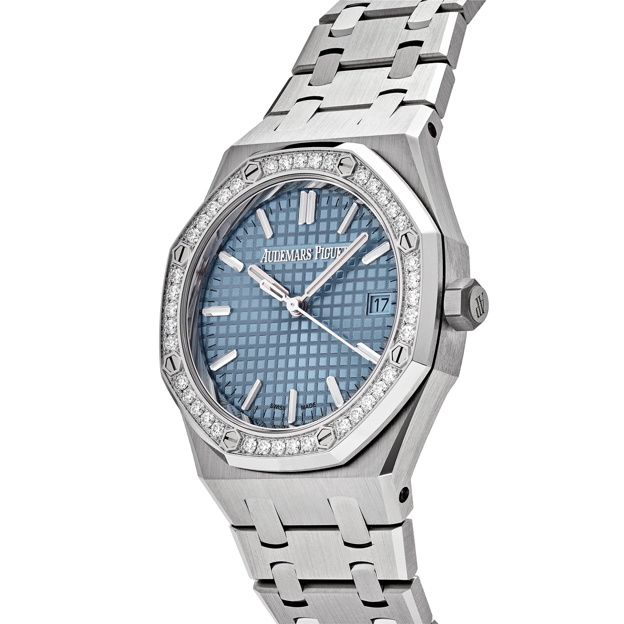 Audemars Piguet Royal Oak 77451ST.ZZ.1361ST.03 'Ladies' Stainless Steel Blue Dial Diamond Bezel