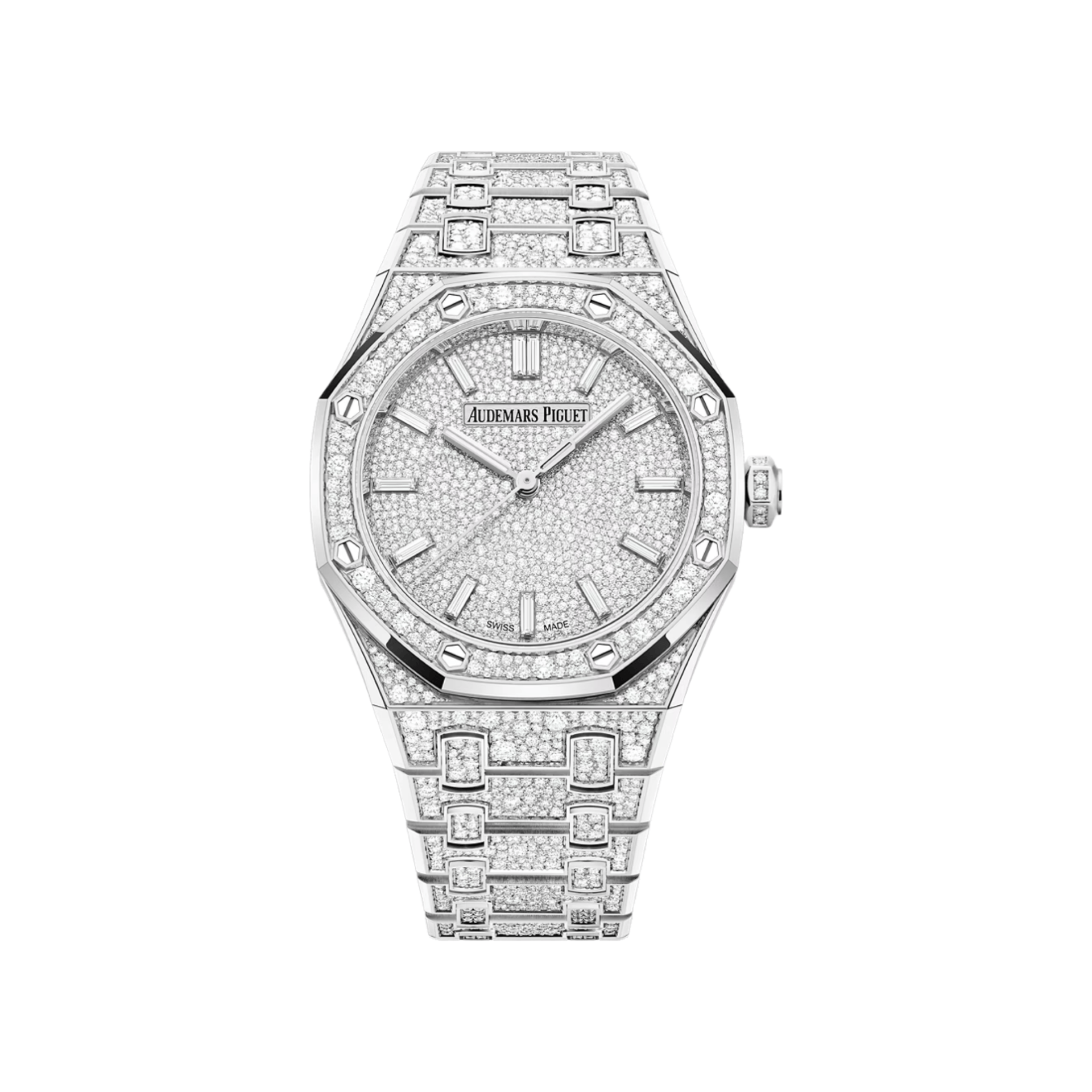 Audemars Piguet Royal Oak 77452BC.ZZ.1365BC.01 White Gold Snow-Set Brilliant Cut Full Diamond Pave