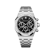 Audemars Piguet Royal Oak 26715BC.ZZ.1356BC.02 Chronograph White Gold Diamond Bezel Black Onyx Dial