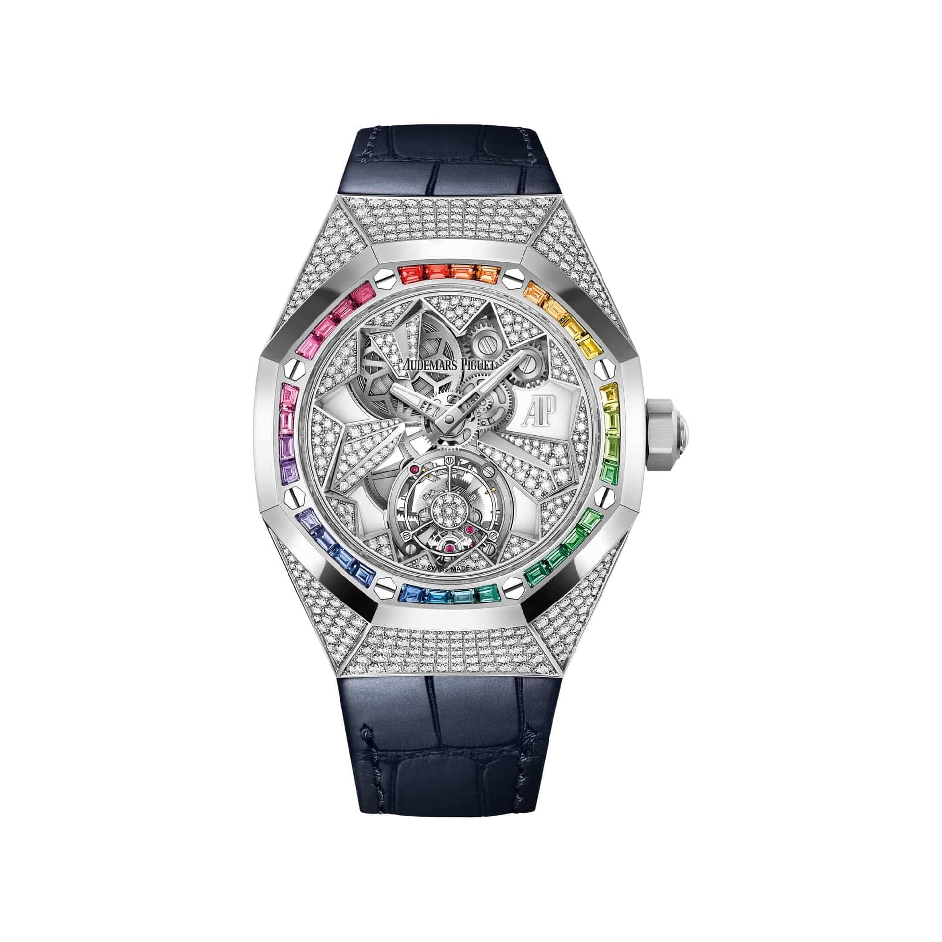 Audemars Piguet Royal Oak Concept 26229BC.ZY.D326CR.01-A 'Ladies' Flying Tourbillon White Gold Diamond Dial Multicoloured Rainbow Gemstones Bezel