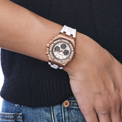 Audemars Piguet Royal Oak Offshore 26231OR.ZZ.D003CA.01 'Ladies' Chronograph Rose Gold Silver Dial Diamond Bezel