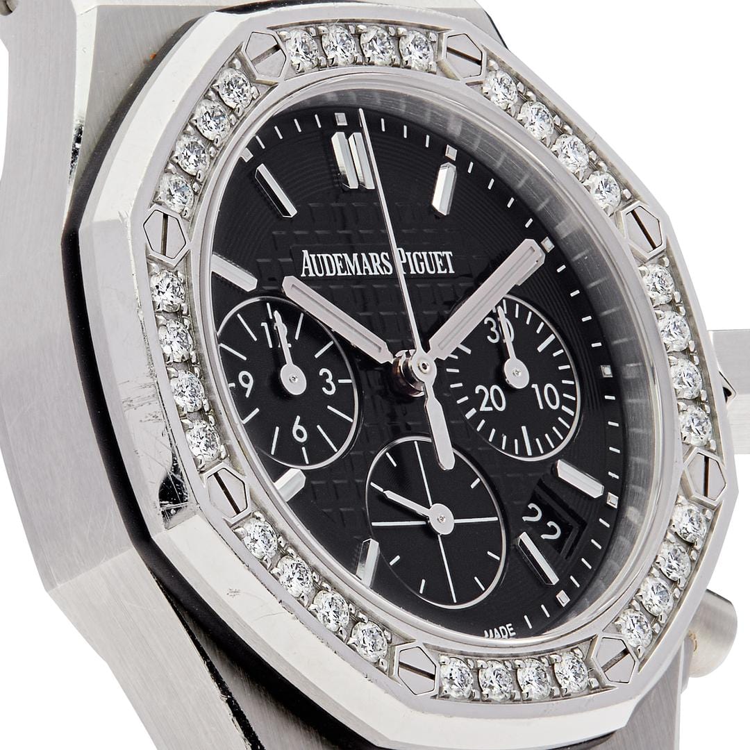 Luxury Watch Audemars Piguet Royal Oak Offshore Lady 37 Steel Black Dial Diamond Bezel 26231ST.ZZ.D002CA.01 Wrist Aficionado