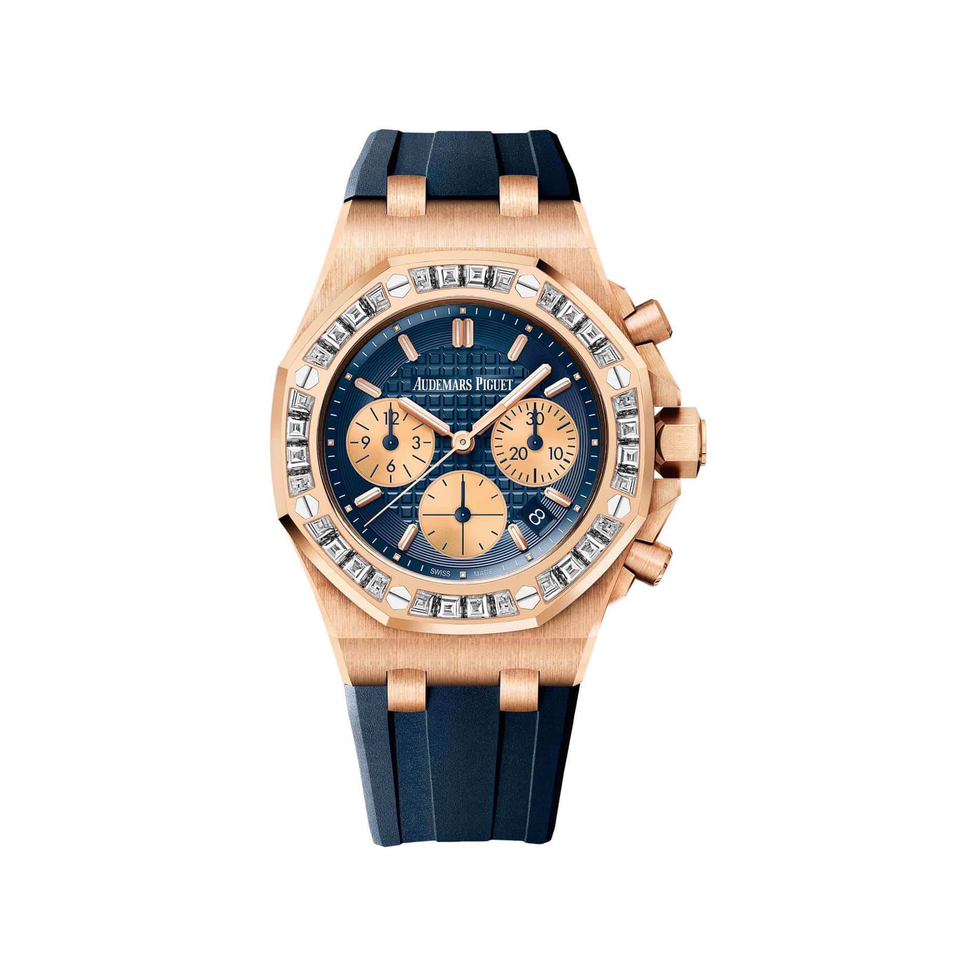 Audemars Piguet Royal Oak Offshore 26236OR.ZZ.D027CA.01 'Ladies' Chronograph Rose Gold Blue Dial Diamond Bezel