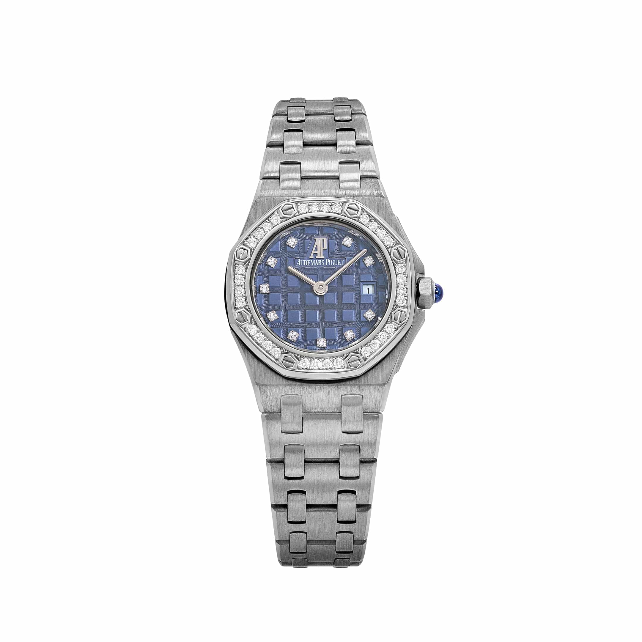 Audemars Piguet Royal Oak Offshore Vintage 67451BC.Z.1108BC.03 'Ladies' White Gold Blue Diamond Dial Diamond Bezel Quartz