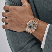 Audemars Piguet Royal Oak Openworked 15467OR.OO.1256OR.02 Double Balance Wheel Rose Gold Purple Inner Bezel