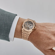 Audemars Piguet Royal Oak Openworked 15467OR.OO.1256OR.02 Double Balance Wheel Rose Gold Purple Inner Bezel