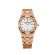 Audemars Piguet Royal Oak Quartz 67651OR.ZZ.1261OR.01 'Ladies' Rose Gold White Dial Diamond Bezel Quartz (2015)