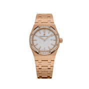 Audemars Piguet Royal Oak Quartz 67651OR.ZZ.1261OR.01 'Ladies' Rose Gold White Dial Diamond Bezel Quartz (2017)