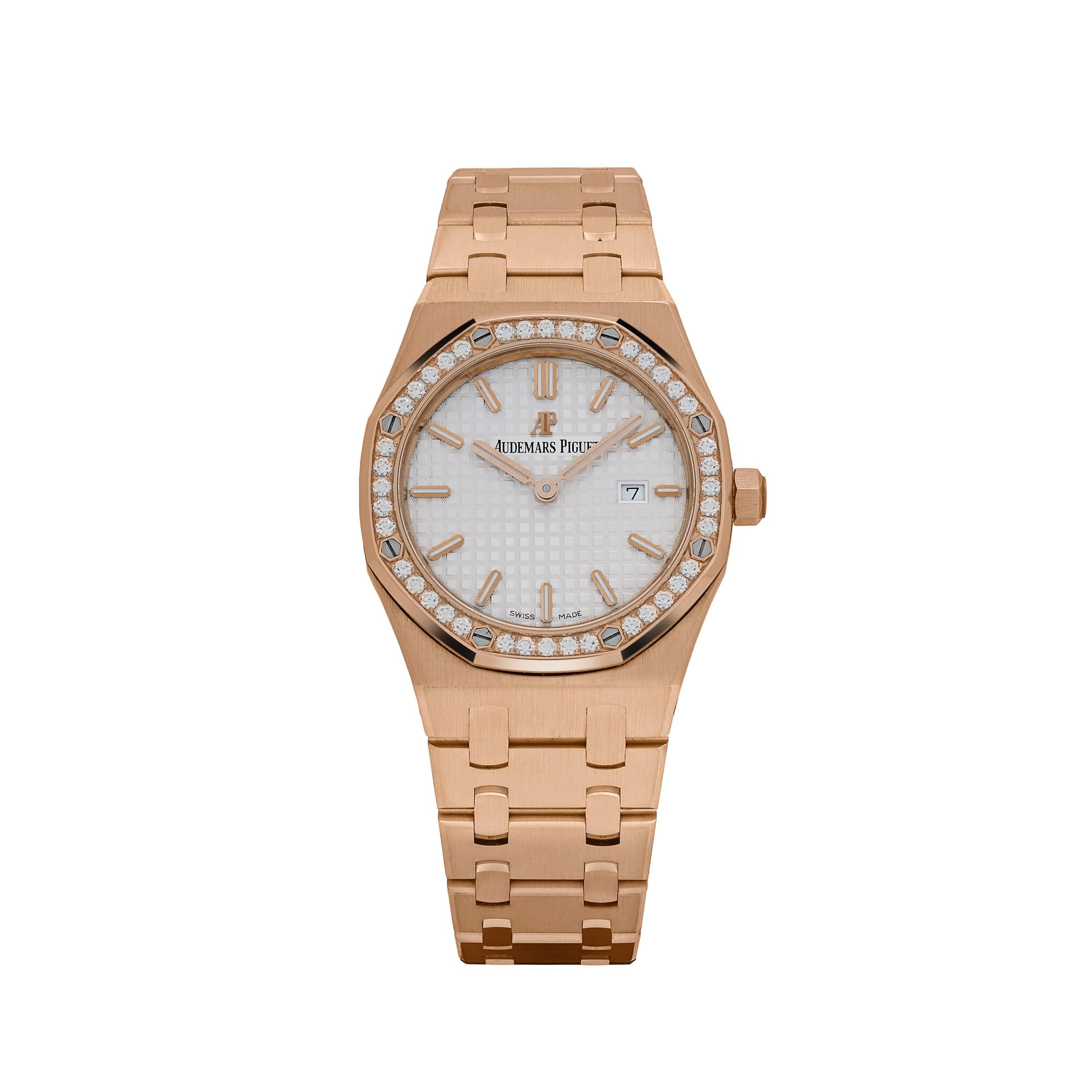 Audemars Piguet Royal Oak Quartz 67651OR.ZZ.1261OR.01 'Ladies' Rose Gold White Dial Diamond Bezel Quartz (2017)