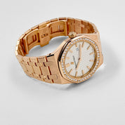 Audemars Piguet Royal Oak Quartz 67651OR.ZZ.1261OR.01 'Ladies' Rose Gold White Dial Diamond Bezel Quartz