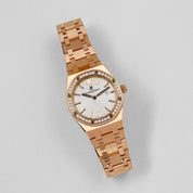 Audemars Piguet Royal Oak Quartz 67651OR.ZZ.1261OR.01 'Ladies' Rose Gold White Dial Diamond Bezel Quartz