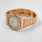 Audemars Piguet Royal Oak Quartz 67651OR.ZZ.1261OR.01 'Ladies' Rose Gold White Dial Diamond Bezel Quartz