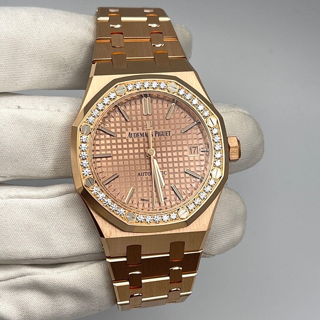 Luxury Watch Audemars Piguet Royal Oak Selfwinding Ladies' Rose Gold Diamond Bezel 15451OR.ZZ.1256OR.03 Wrist Aficionado