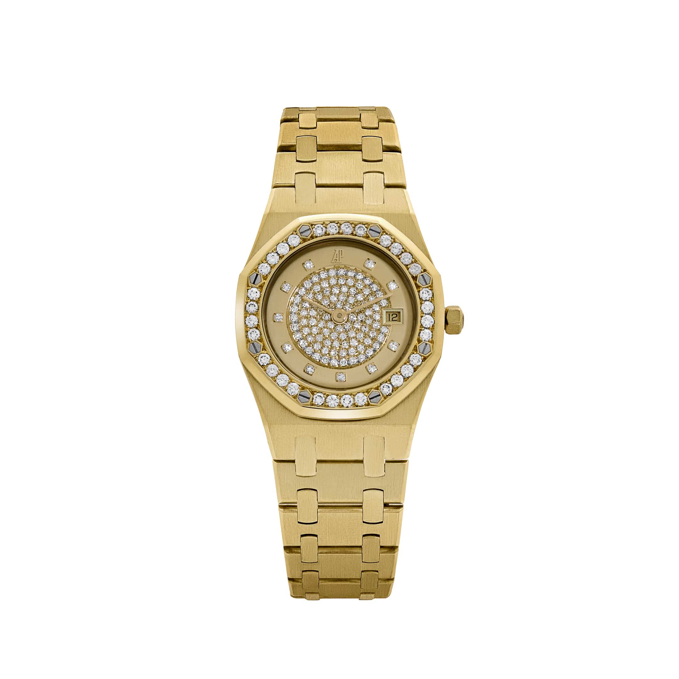 Audemars Piguet Royal Oak Vintage 14587.708 'Ladies' Yellow Gold Champagne Diamond Dial Diamond Bezel