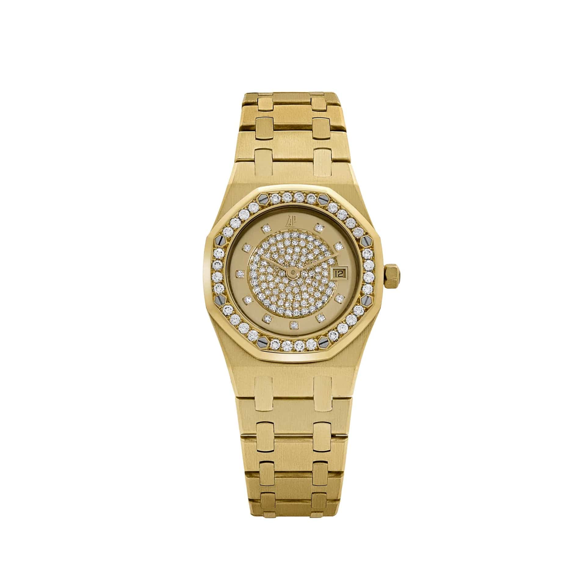 Audemars Piguet Royal Oak Vintage 14587.708 'Ladies' Yellow Gold Champagne Diamond Dial Diamond Bezel