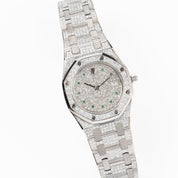 Audemars Piguet Royal Oak 14587BC 'Ladies' White Gold Diamond Emerald Set Dial Quartz (1995)