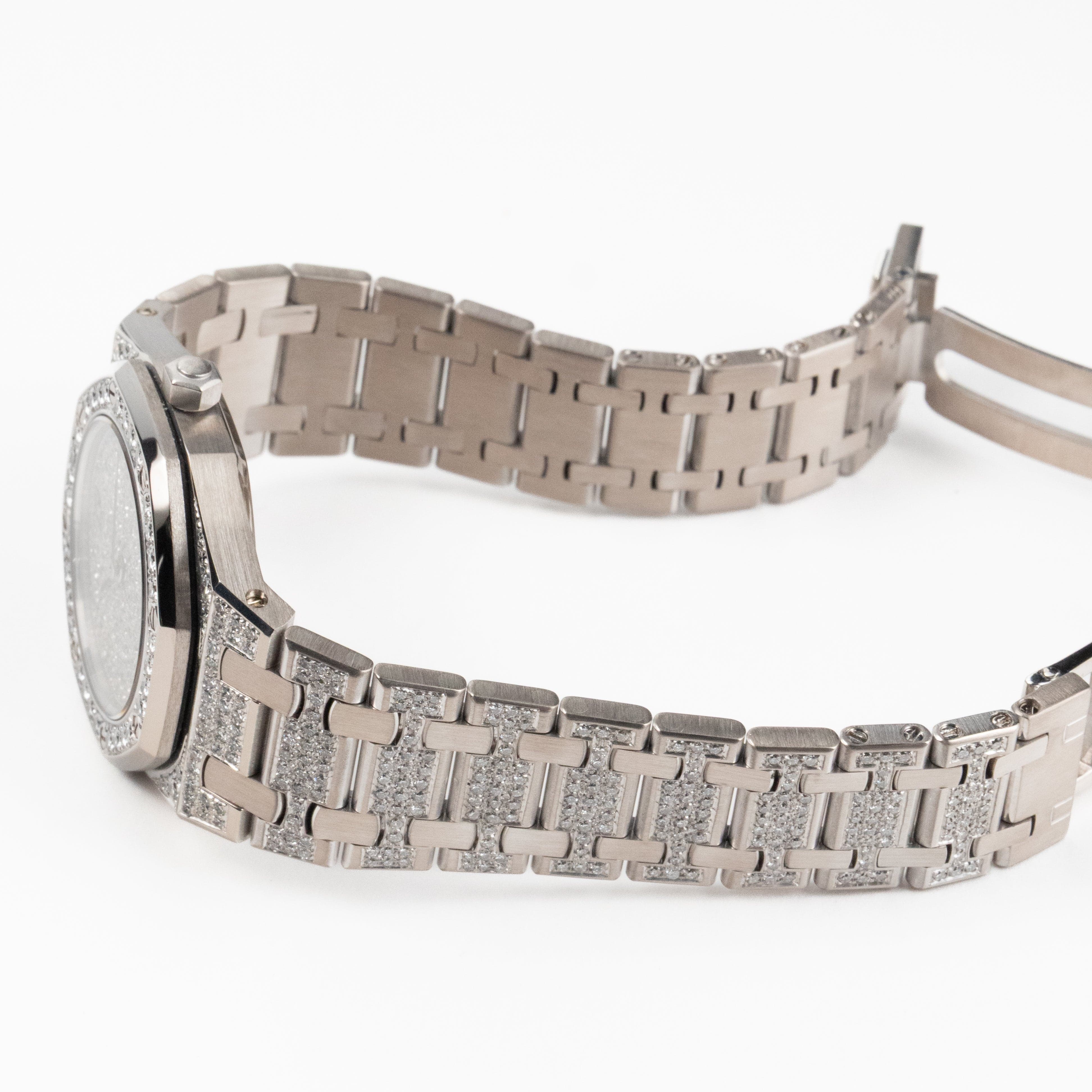 Audemars Piguet Royal Oak 14587BC 'Ladies' White Gold Diamond Emerald Set Dial Quartz (1995)