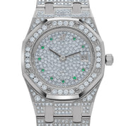 Audemars Piguet Royal Oak 14587BC 'Ladies' White Gold Diamond Emerald Set Dial Quartz (1995)