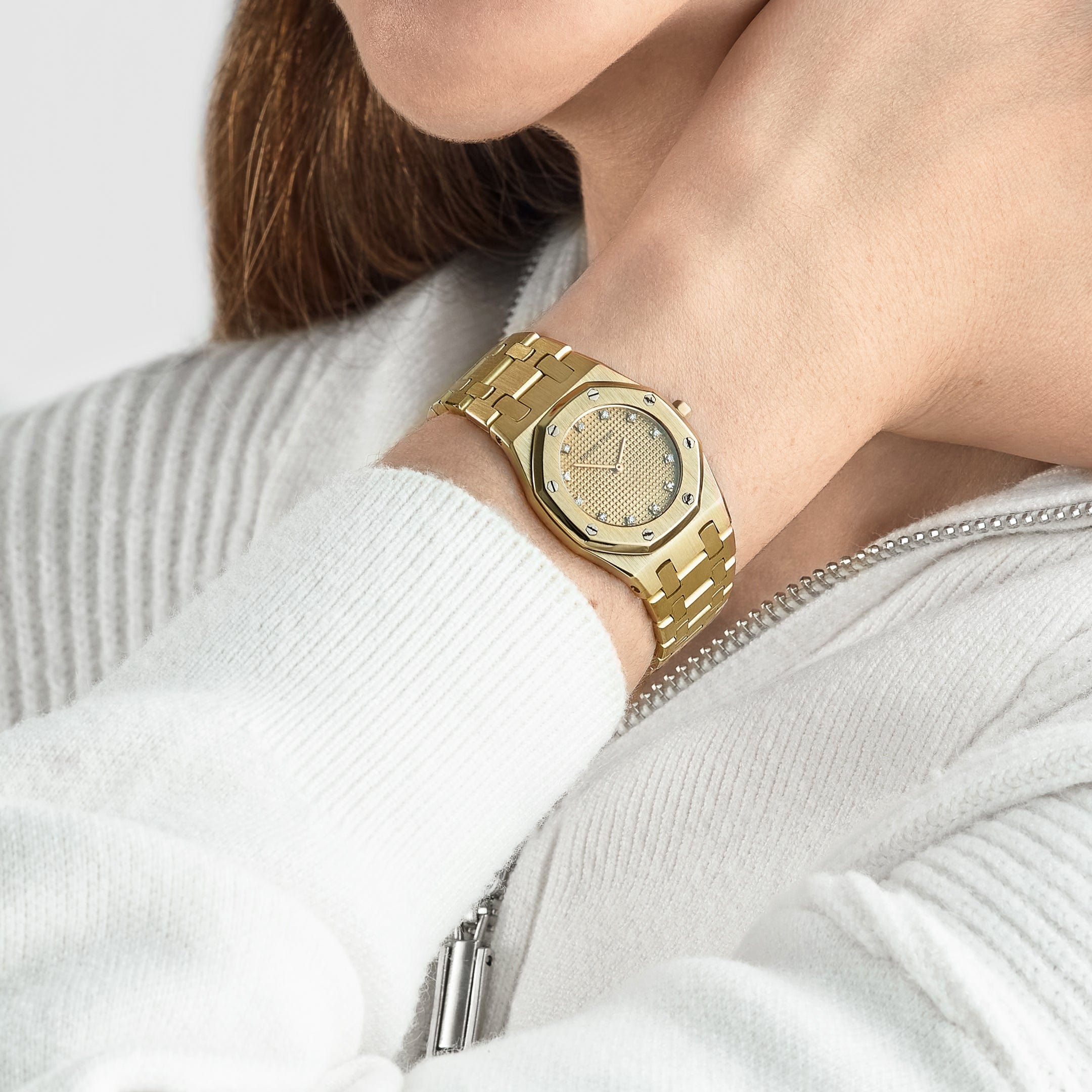 Audemars Piguet Royal Oak Vintage 'Ladies' Yellow Gold Champagne Diamond Dial Quartz