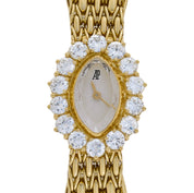 Audemars Piguet Vintage Oval 66429BA.ZZ.0780BA.02 'Ladies' Cocktail Watch Yellow Gold White Dial Diamond Bezel Quartz