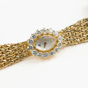 Audemars Piguet Vintage Oval 66429BA.ZZ.0780BA.02 'Ladies' Cocktail Watch Yellow Gold White Dial Diamond Bezel Quartz
