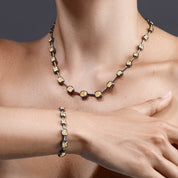 Black Enamel Knife Edge Yellow Diamond Bracelet