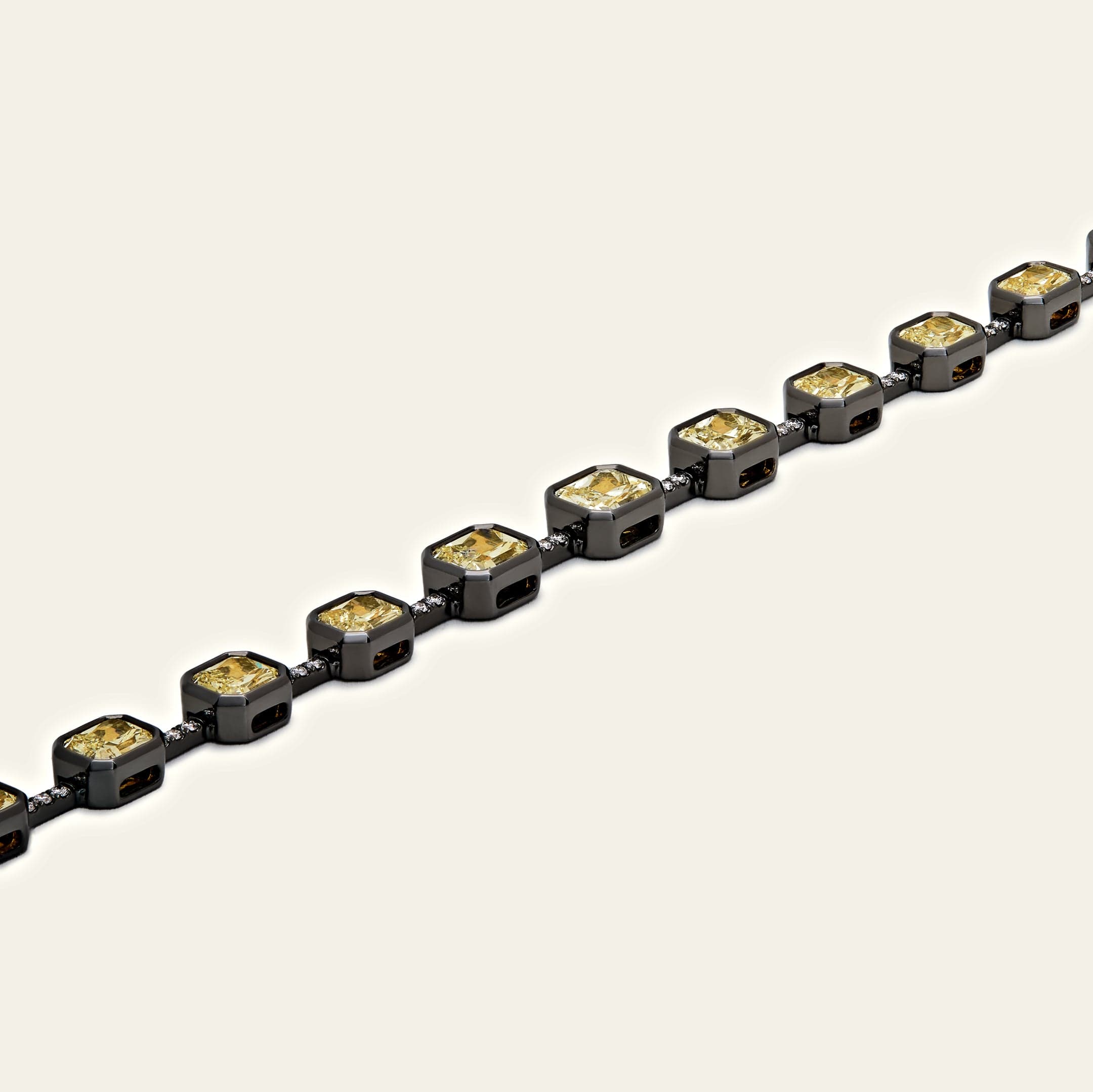 Black Enamel Knife Edge Yellow Diamond Bracelet