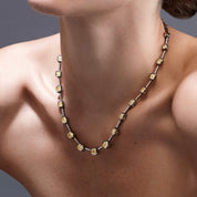 Black Enamel Knife Edge Yellow Diamond Necklace